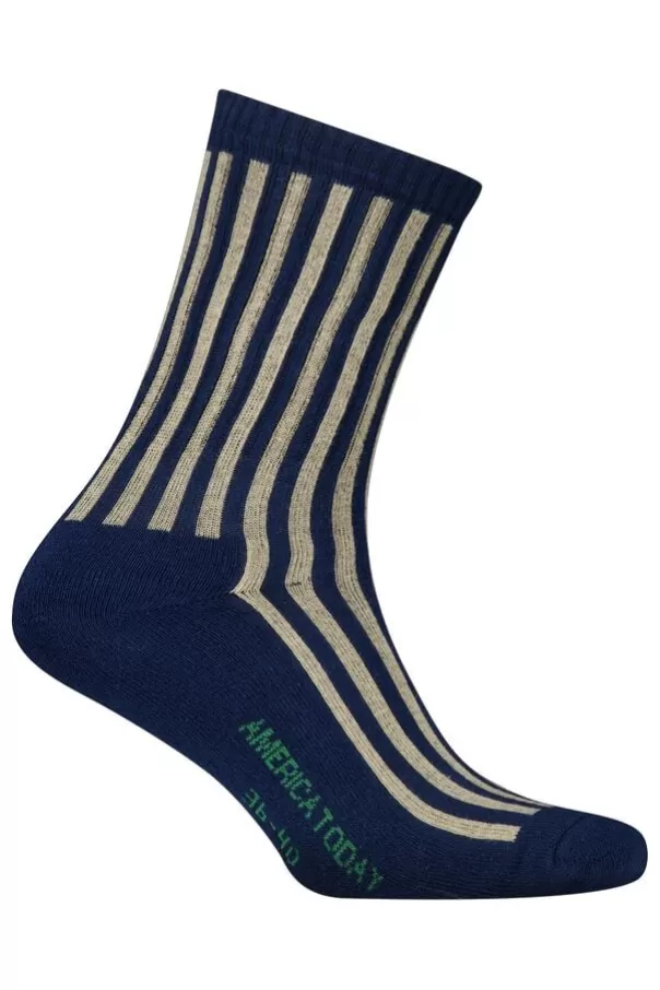 Chaussettes | Accessories<America Today Chaussettes Toca AOP Navy/khaki | Softpink