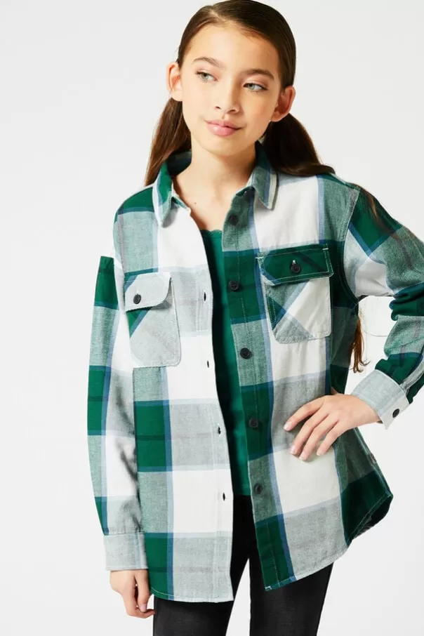 Blouses<America Today Chemise Green/blue | Red/pink