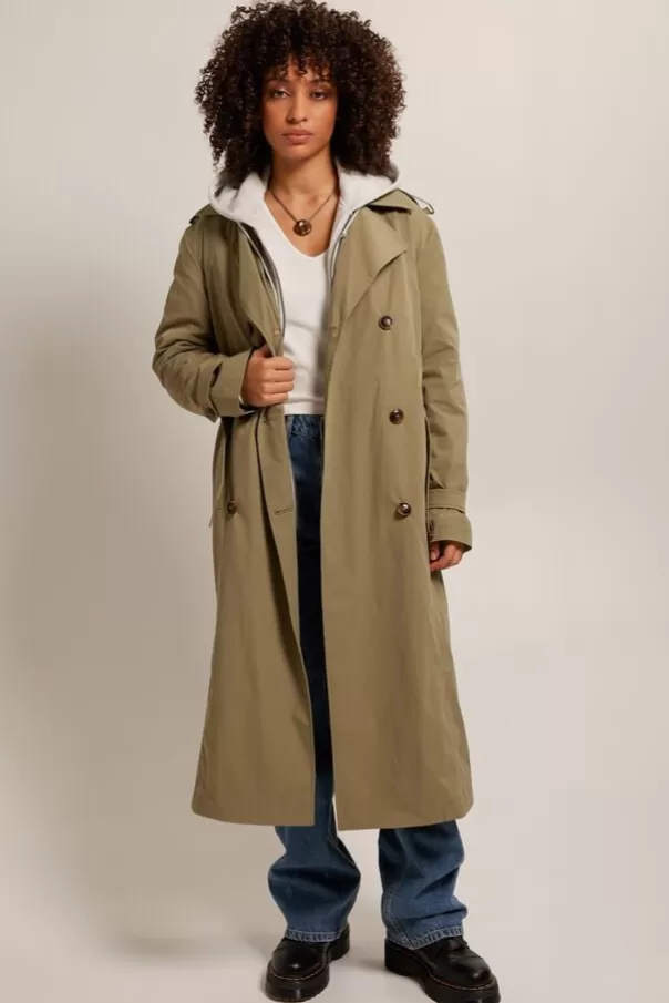 Vestes<America Today Trench-coat Jasmine Khaki | Lightgreen