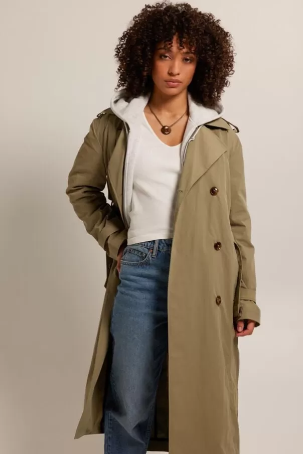 Vestes<America Today Trench-coat Jasmine Khaki | Lightgreen